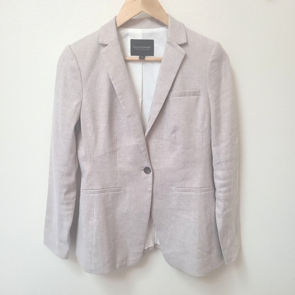 NWOT Banana Republic Womens Long and Lean Linen Blend Blazer Size 0